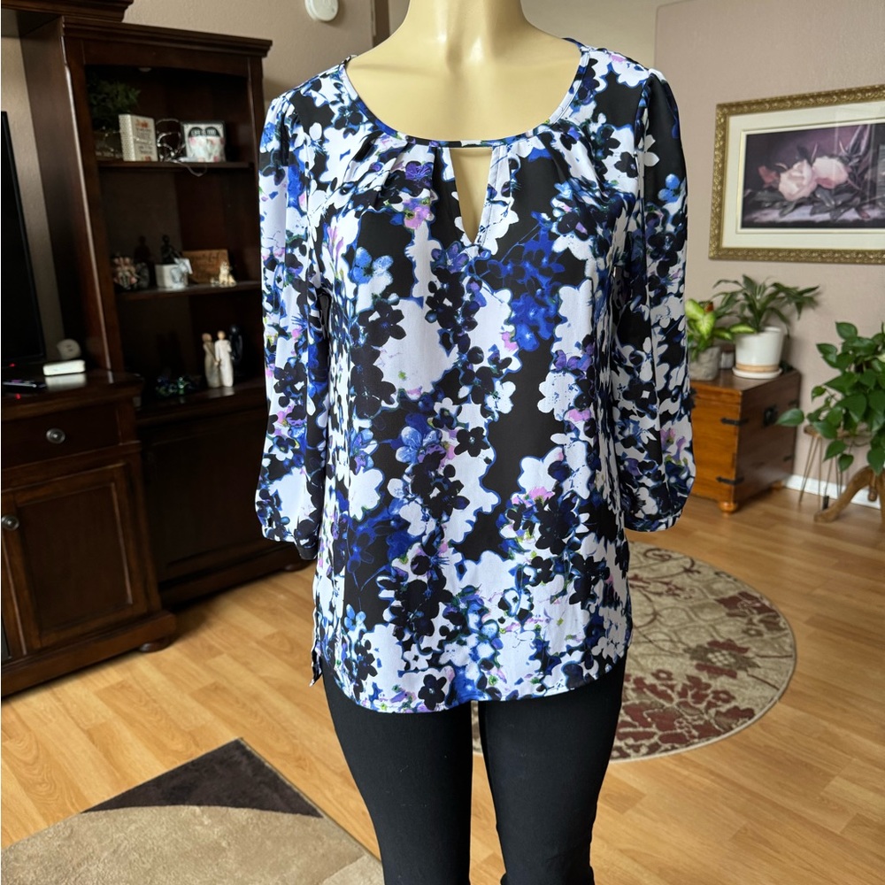 Express blue, white & purple 3/4 sleeves blouse-size M